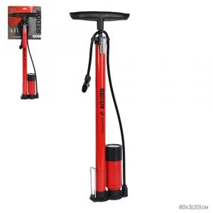 Насос напольный COMIRON REDDY с манометром стальной цилиндр Presta-Schrader-Dunlop красный, ВЛ-00035273