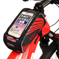 Сумка на раму BICYCLE SOUL, с отделением для смартфона, 21х9х10см, черный/красный, 689016