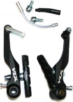 Тормоз V-brake 105мм, с колодками, стяжкой и пыльником, алюминий, чёрный, VLX-BR02