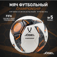 Мяч футбольный JOGEL Championship №5 белый/черный/оранжевый