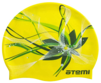 Шапочка для плавания ATEMI силикон, жёлтый(цветок)