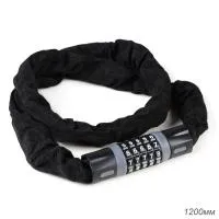 Велозамок R-LOCK CHAIN кодовый, 5 разрядов, 1200мм, стальная цепь, толщина звеньев 6мм, чёрный/серый, ВЛ-00032466