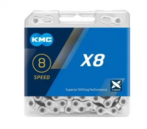 Цепь KMC X-8 7-8 скор 1/2"х3/32" 114 звеньев, серебристо-серый, ВЛ-00034842