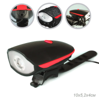 Фонарь передний COMIRON EASY корпус: ABS; свет: LED, 240lm; аккум, USB, сигнал 140Дб, черный/красный