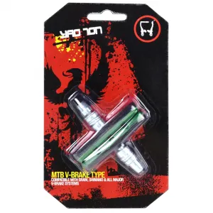 Тормозные колодки MIXIEER MX-BS128 V-Brake 70мм с креплением, чёрный/зеленый, ВЛ-00035270