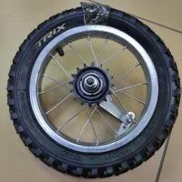 Колесо заднее 12" TRIX в сборе: стальной хромированный обод, тормозная втулка + камера + покрышка, ВЛ-00019321