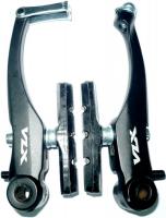 Тормоз V-brake 110мм, с колодками, стяжкой и пыльником, алюминий, чёрный, VLX-BR01