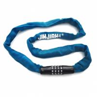 Велозамок JinJian 609 цепь с кодом, 4х1000мм, синий, JJ609_BLU