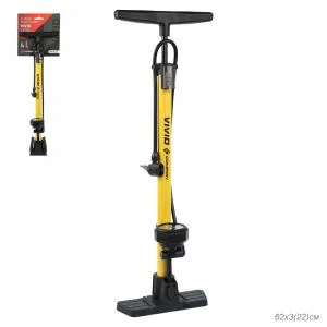 Насос напольный COMIRON VIVID с манометром 8,3 бар. стальной цилиндр Presta-Schrader-Dunlop желтый, ВЛ-00035274