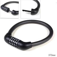 Велозамок тросовый кодовый R-LOCK BIG03, 5 разрядов 570мм, стальной трос, черный, 709131