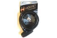 Замок вело HORST 8х1800мм трос на ключе с защитой, черный , 09-100135