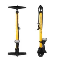 Насос напольный GIYO GF-38P, floor pump, авто/вело нипель, (10 bar) с манометром, стальной, жёлтый, ВЛ-00031116