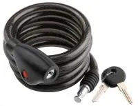 Замок вело трос, 12х1800мм ключ, крепление, чёрный, ВЛ-00034202