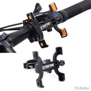 Держатель велосипедный для телефона KRAFTBIKE поворот 360", наклон 180" алюм, прорезин, черный, ВЛ-00036047