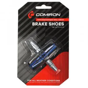 Тормозные колодки COMIRON MX-BS126 V-Brake 70мм с креплением, чёрный/синий, ВЛ-00036800