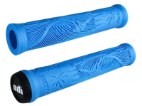 Грипсы 160мм BMX HUCKER без фланца, с пластиковыми грипстопами, мягкий рельеф, голубой, HUCKER F01HCLU