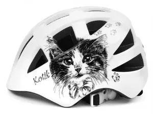 Шлем детский VINCA SPORT IN-MOLD рисунок Kotik, с регулировкой, р.S (48-52см), белый/черный
