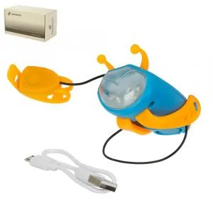 Фонарь передний детский COMIRON JUMPER корпус PC+Silicone, LED 60lm аккум 400 mAh, сигнал, синий