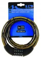 Замок вело M-WAVE кодовый (5 разрядов) 18х800мм, полупрозрачный , ВЛ-00004516