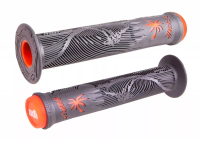 Грипсы 160мм BMX HUCKER без фланца, с пластиковыми грипстопами, серый/оранжевый, Hucker no flange F10HCHO