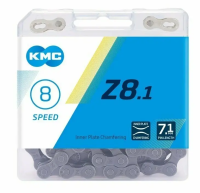 Цепь KMC Z-8.1 для 8 скоростей, 1/2"х3/32", 116 звеньев, пин 7.1мм, с замком, серый, CH-Z-Z8-8-G
