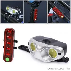 Комплект фонарей передн/задн COMIRON NOTABLE аккум Lithium перед-1200 mAh, зад-250 mAh; USB
