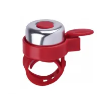 Звонок вело d41мм с силиконовым креплением, серебристый/красный, ВЛ-00033474