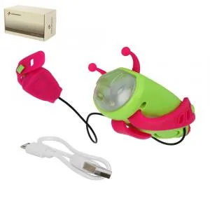 Фонарь передний детский COMIRON JUMPER корпус PC+Silicone, LED 60lm аккум 400 mAh, сигнал, зеленый