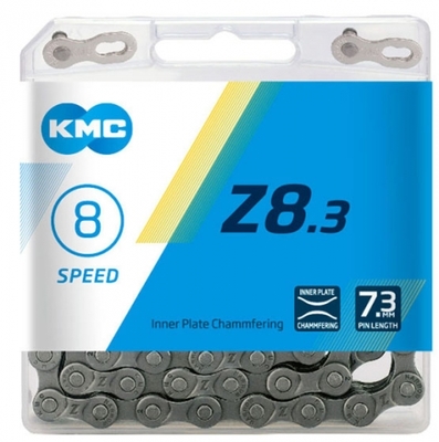 Цепь KMC Z-8.3 1/2"x3/32", 7,3мм, 114 зв, 6-8 скор, с замком, серый