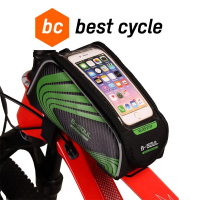 Сумка на раму BICYCLE SOUL, с отделением для смартфона, 21х9х10см, черный/зеленый , 689017