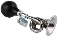 Клаксон для велосипеда, с резиновой грушей, хромированный, изогнутый, ВЛ-00033542