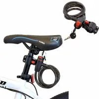 Замок вело тросовый под ключ С187 12х1200мм, c креплением на подседельный штырь, ВЛ-00032384