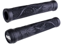 Грипсы 160мм BMX HUCKER без фланца, с пластиковыми грипстопами, мягкий рельеф, черный, HUCKER F01HCB