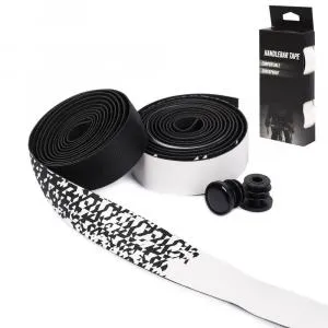 Обмотка для руля полиуретан с градиентным рисунком и клейкой лентой (2шт) черный/белый, ВЛ-00036079