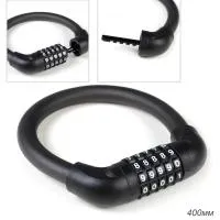 Велозамок тросовый кодовый R-LOCK 03, 5 разрядов 400мм, стальной трос, черный, ВЛ-00031421