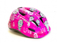 Шлем детский TRIX кросс-кантри, 9 отверстий, регулировка, S 48-54см, Out Mold, розовый "cat"