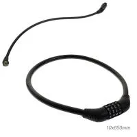 Замок вело тросовый кодовый С185 4 разряда 10х650мм, ВЛ-00032784