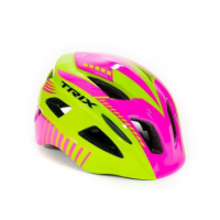 Шлем детский TRIX кросс-кантри, 13 отверстий, регулировка, S 52-54см, In Mold, розовый/зеленый